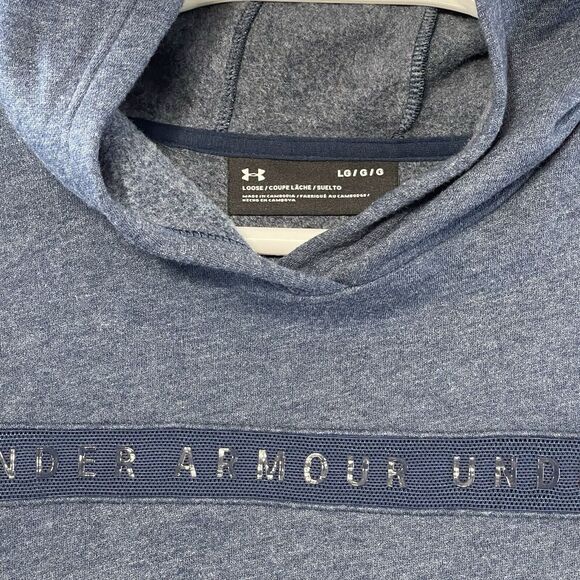 Under Armour Project Rock Fleece Long Sleeve Crop Hoodie Women Size Large Blue - Picture 2 of 7